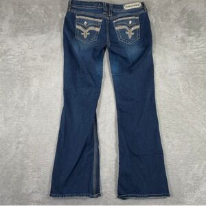 Rock Revival Betty Bootcut Jeans Womens 33 Embroidered Y2K Rhinestone